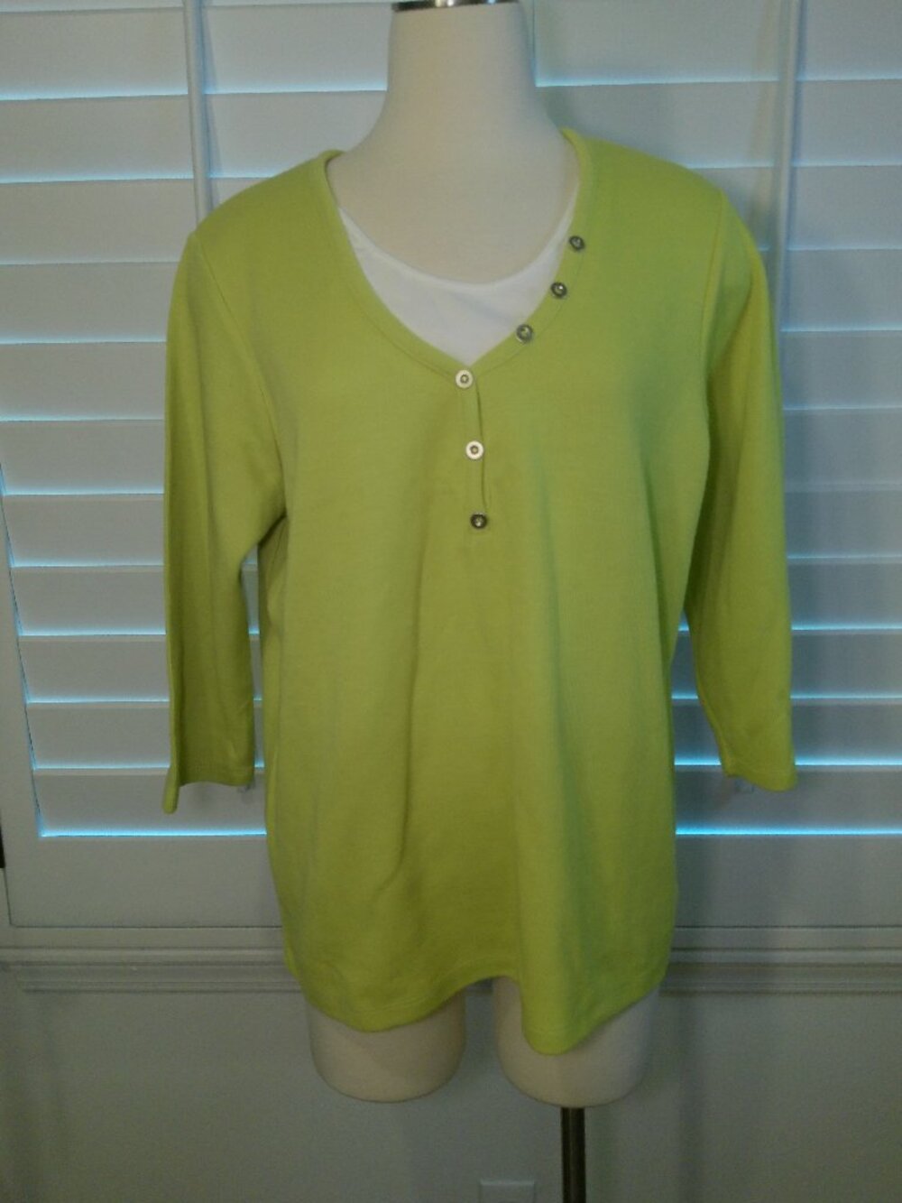 Scoop Neck 3/4 Sleeve Green Top Denim &Co Size 1X